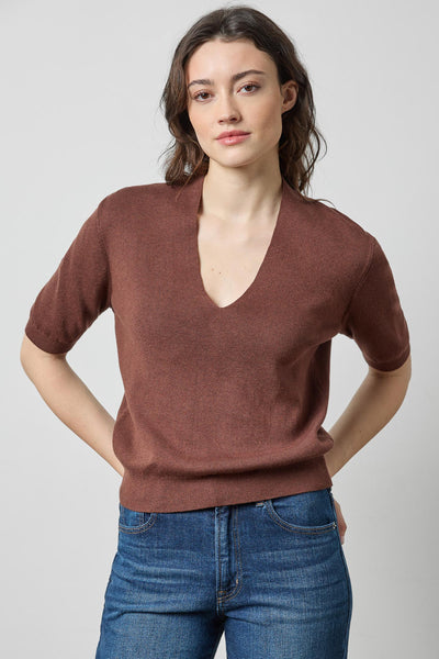 Lilla P V-Neck Elbow Sleeve Sweater