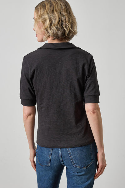 Lilla P Elbow Slv Collared Knit Split Nk