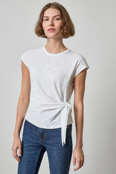 Lilla P Short Slv Tie Front Tee- White