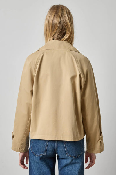 Lilla P Mixed Media Dble Breast Short Trench