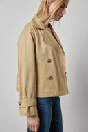 Lilla P Mixed Media Dble Breast Short Trench