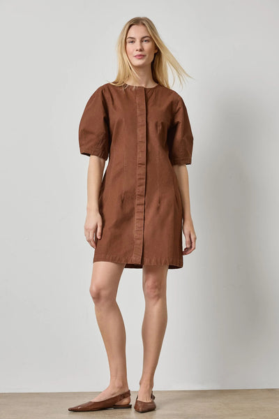 Lilla P Washed Twill Shirt Dress- Chestnut
