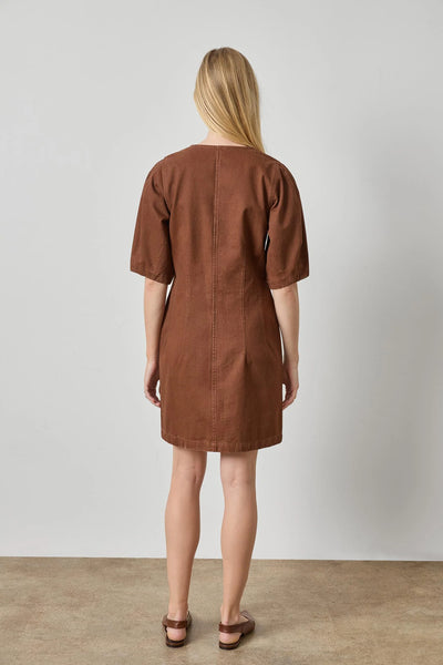 Lilla P Washed Twill Shirt Dress- Chestnut