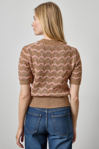 Lilla P Short Sleeve Multistitch Pullover Sweater