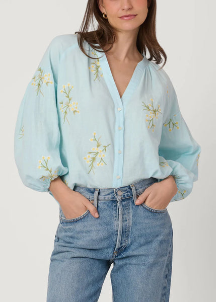 Shoshanna Fred Embroidered Blouse- Blue