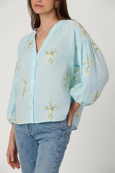 Shoshanna Fred Embroidered Blouse- Blue