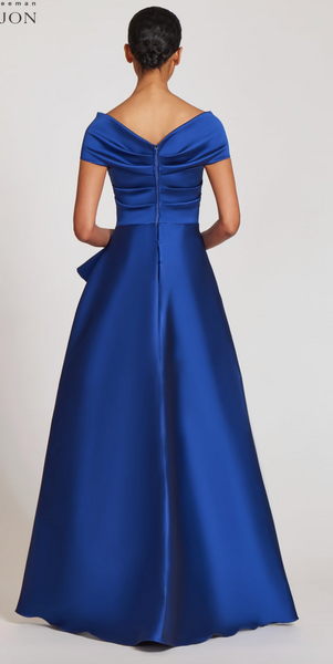 Teri Jon Stretch Gazar Mikado Stretch Gown W/Over Skirt