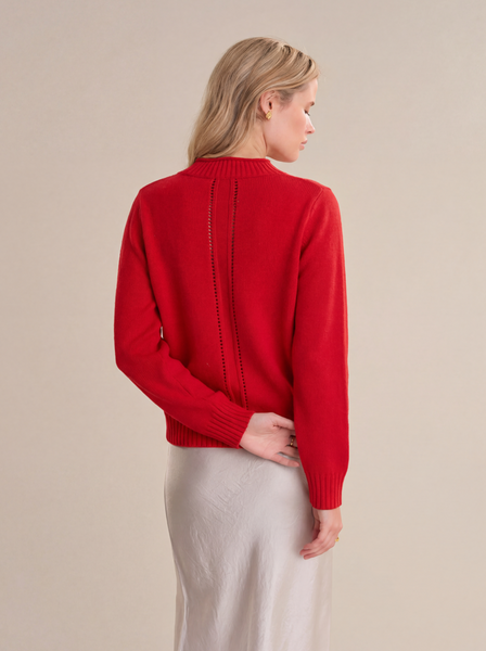 VIRGINIA VNECK PULLOVER WITH POINTELLE DETAILS