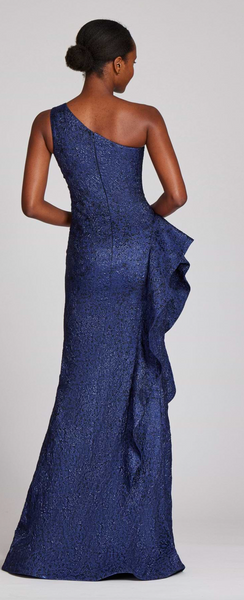 Teri Jon Metallic Jacquard One Shoulder
