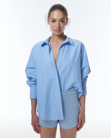 Theo Echo Pearly Blouse- Sky Blue