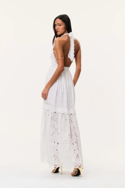 LoveShackFancy Trix Eyelet Halter Maxi Dress