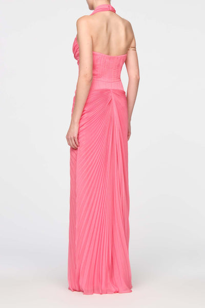 Enly Pleated Ruched Gown