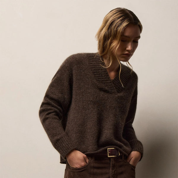 James Perse Lightweight Textured Cashmere V Neck