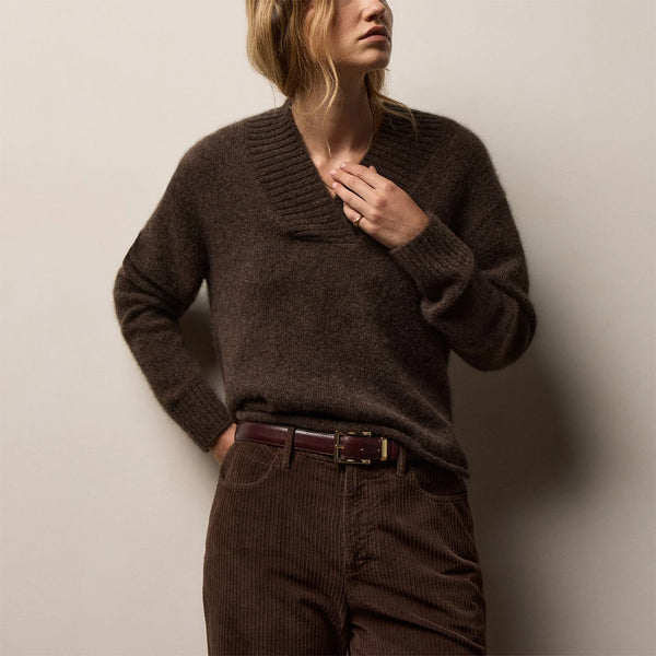 James Perse Lightweight Textured Cashmere V Neck