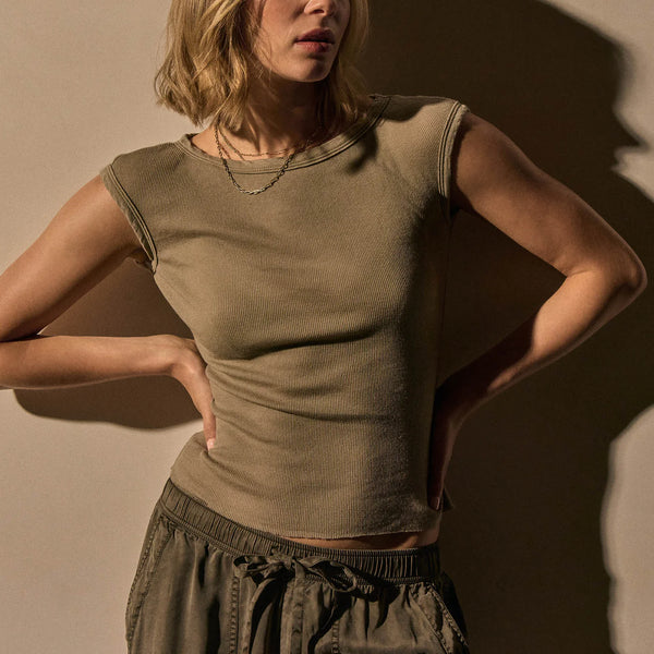 James Perse Ribbed Boatneck Top- Overcast
