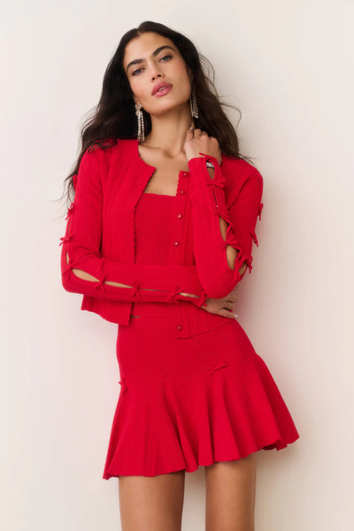 LoveShackFancy Zoriah Cardigan- Candy Apple