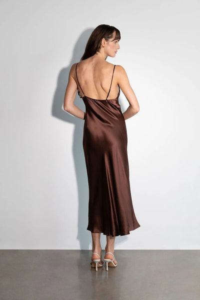 Anaphe Harlow Scoop Neck Slip Dress- Espresso