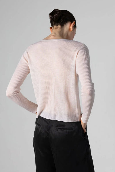 Anaphe Semi Sheer Cashmere Knit Cardigan- Warm White