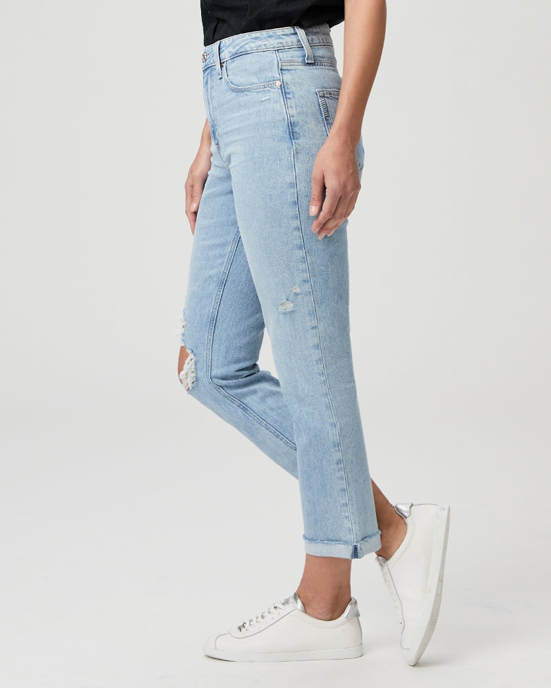 paige cigarette jeans Paige High Rise Brigitte Raw Hem Cuff- Cori Destructed