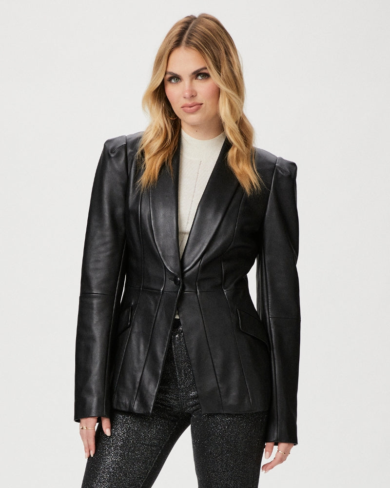 Paige Ciarra Leather Blazer - Black