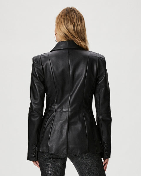 Paige Ciarra Leather Blazer - Black