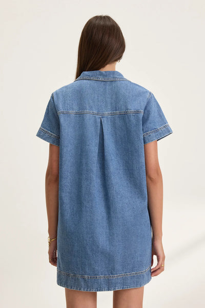 Velvet Delana S/S Collar Dress- Indigo