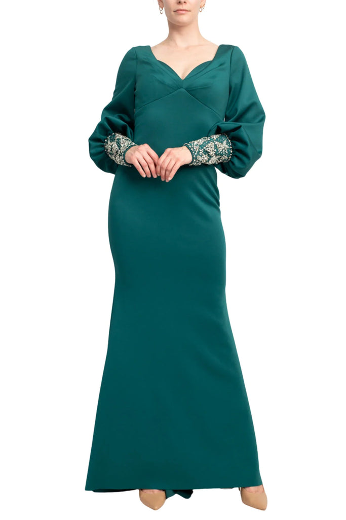 Badgley Mischka Beaded Cuff Gown- Emerald – By Request