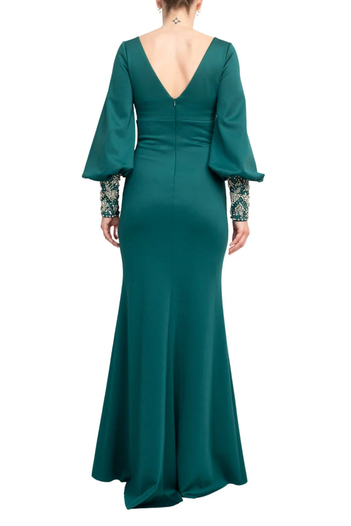 Badgley Mischka Beaded Cuff Gown- Emerald By Request Badgley Mischka Beaded Cuff Gown- Emerald By Request