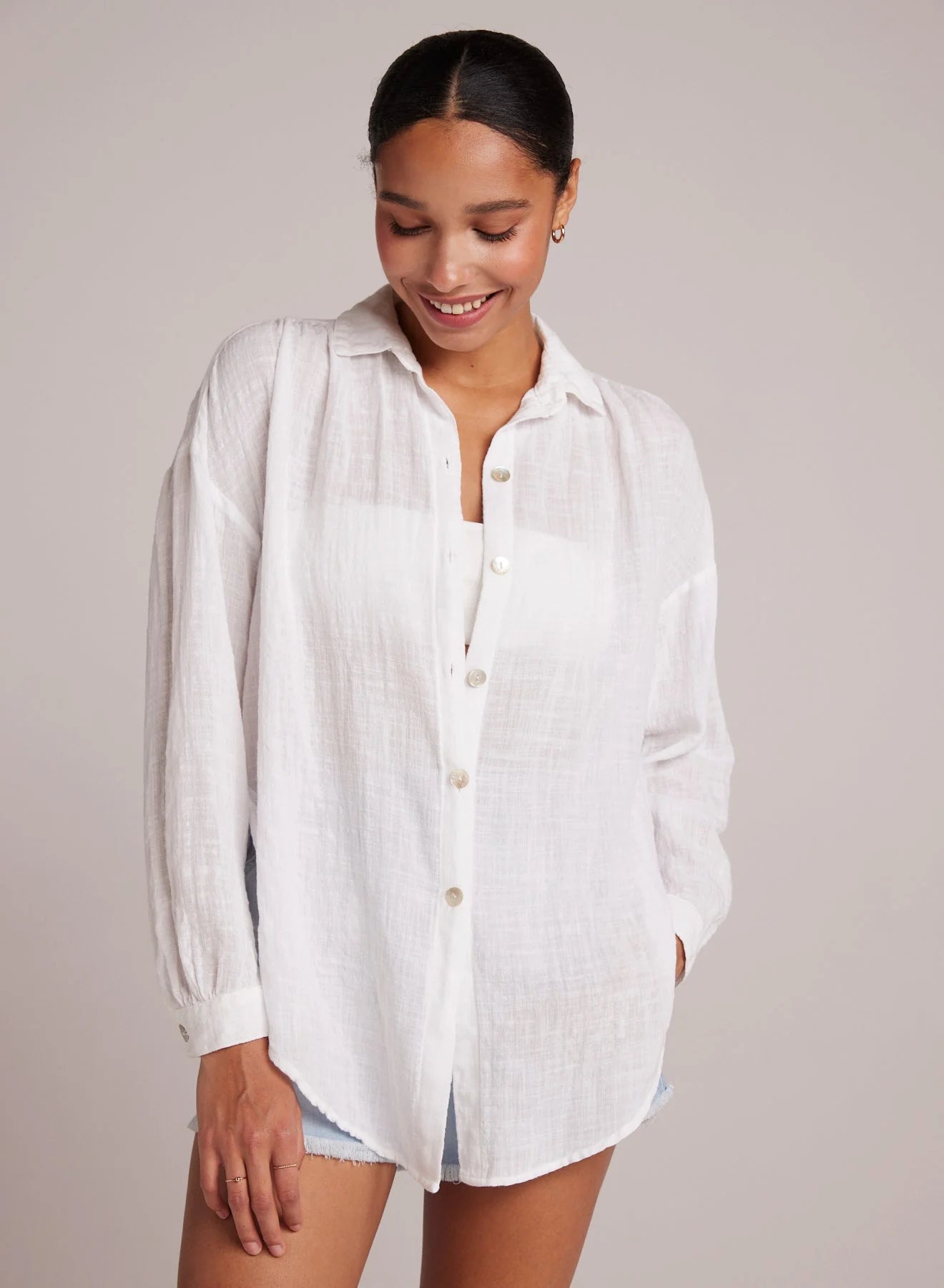 Bella Dahl Flowy Shirt- White Bella Dahl Flowy Shirt- White