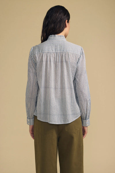 Velvet Betty Ruffle Striped Button-down