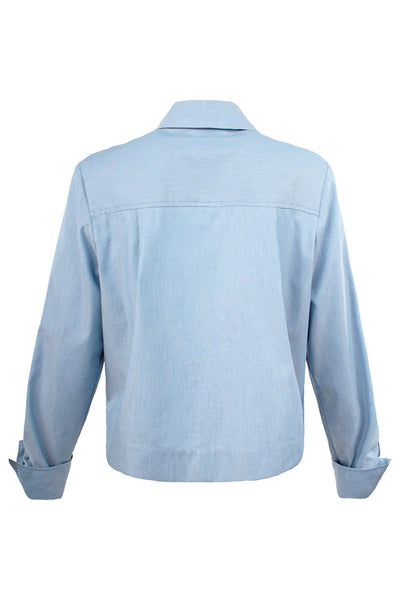 Finley Crop Tux Denim Combo Shirt- Light Indigo