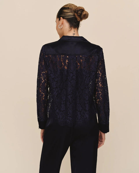 Bella Dahl Lace Button Down- Midnight Sky