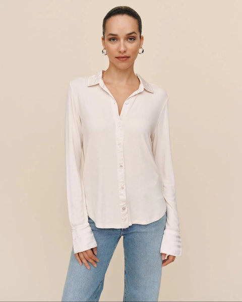 Bella Dahl Mixed Button Down- Winter White