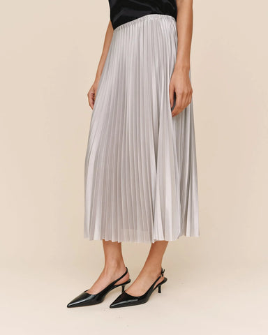 Bella Dahl Pleated Skirt- Silver Shimmer