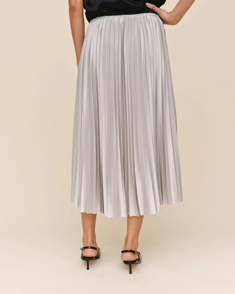 Bella Dahl Pleated Skirt- Silver Shimmer