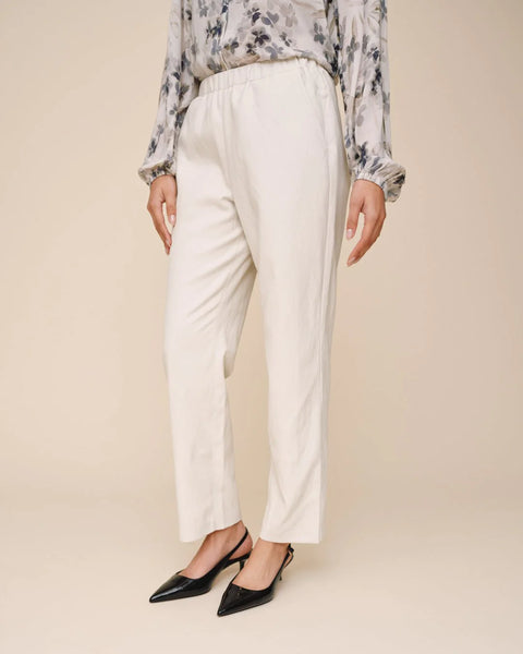 Bella Dahl Pull On Elastic Faux Leather Pant- Winter White