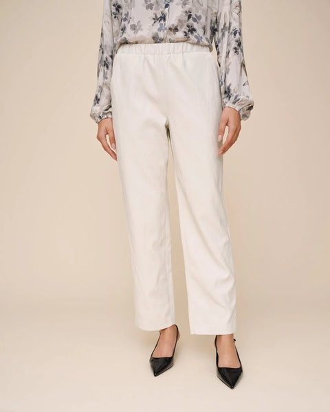 Bella Dahl Pull On Elastic Faux Leather Pant- Winter White