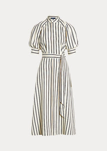 RL Striped Mulberry Silk Dress- Cream/Black Stripe