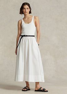 RL Shirred Fit-and-Flare Dress- White By Request RL Shirred Fit-and-Flare Dress- White By Request