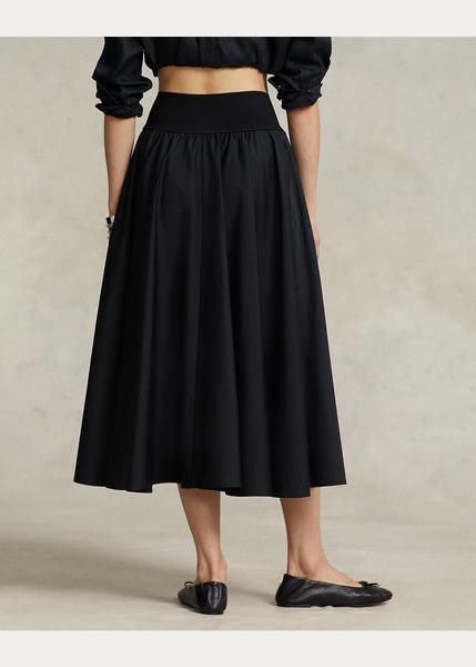 RL Shirred-Yoke A-Line Skirt- Black