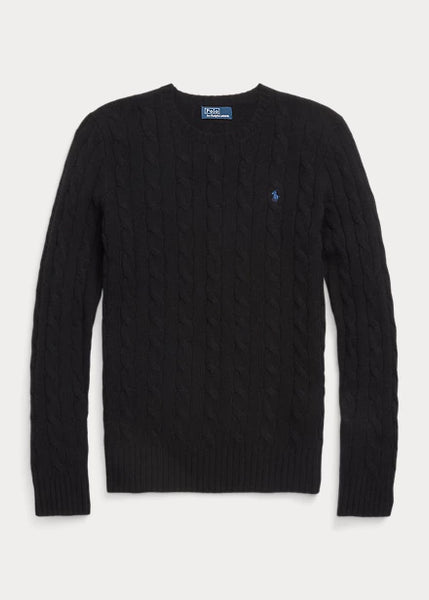 RL Cashmere Cable Sweater- Black