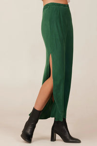 Bella Dahl Side Slit Bias Skirt- Emerald Pine