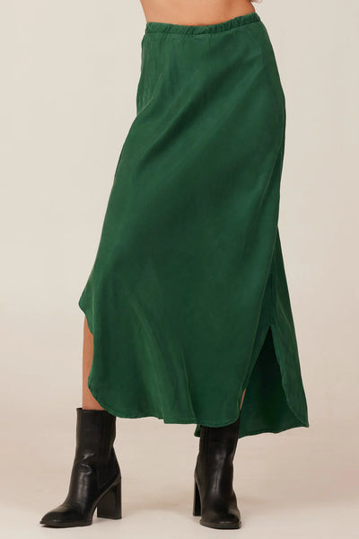 Bella Dahl Side Slit Bias Skirt- Emerald Pine