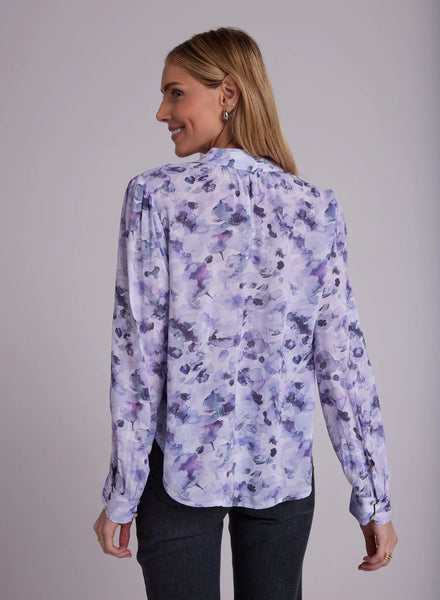Bella Dahl Shirred Button Up - Lilac Floret