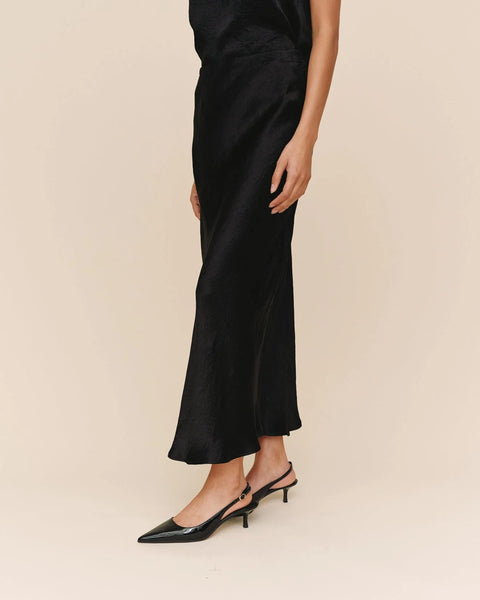 Bella Dahl Sleek Bias Maxi Skirt- Black