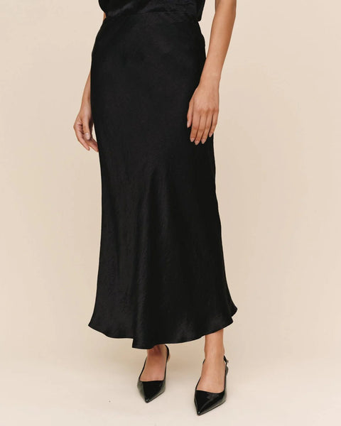 Bella Dahl Sleek Bias Maxi Skirt- Black