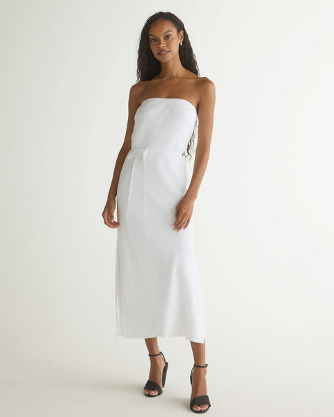 Bella Dahl Strapless Bias Maxi Dress- White