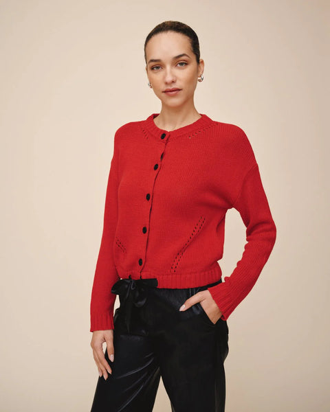Bella Dahl Tie Cardigan- Crimson Cherry