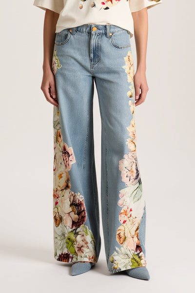 Alice+Olivia Amazing LR Baggy Jean W/Applique