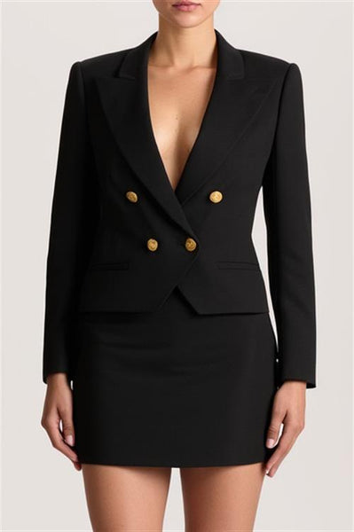 Alice & Olivia Sable DBL Breasted Cropped Blazer